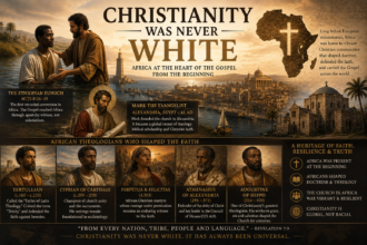 Ancient African Christianity imagery representing the Ethiopian eunuch, Alexandria, and Africa’s foundational role in the early Church.